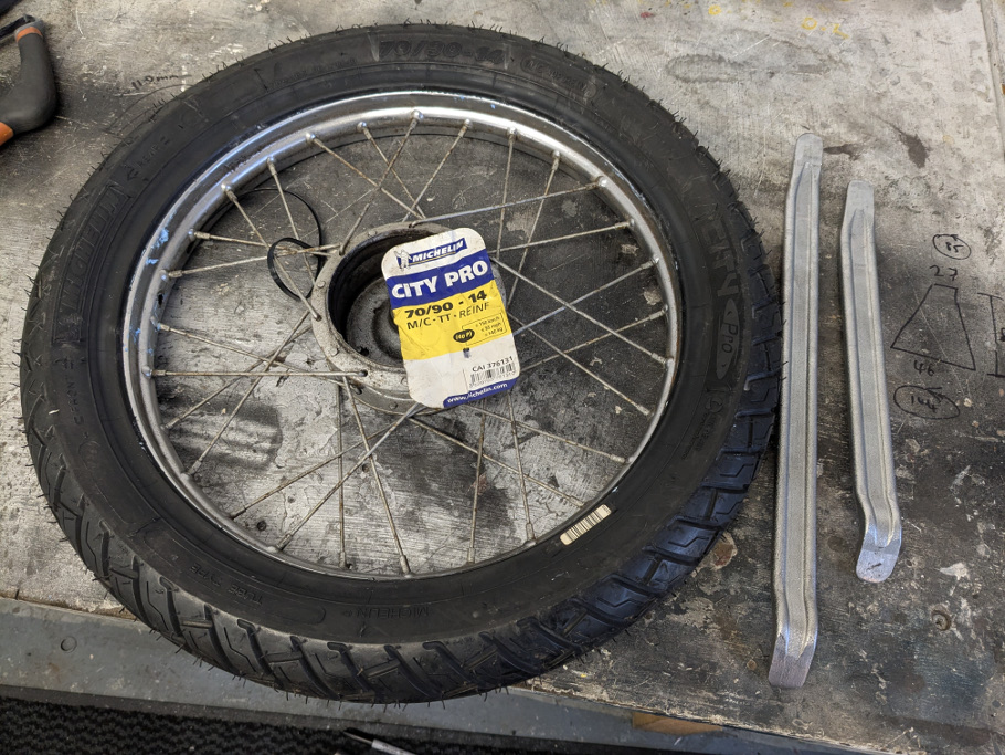 Fitting the new tyres
